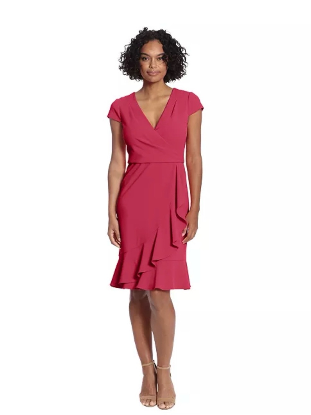 London Times Women's Faux-Wrap Ruffle-Trim Dress
